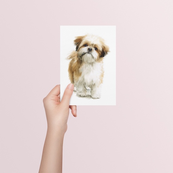 Watercolor Shih Tzu Dog Portrait Wall Art Print Poster Unframed - Pet Artwork - Picture 5 of 5